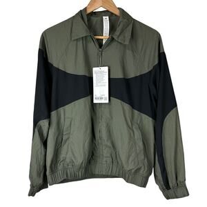 Lululemon Nylon Collared Jacket Retro Remix Set Army Green Black Women's XS NWT